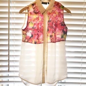 Floral sheer white blouse